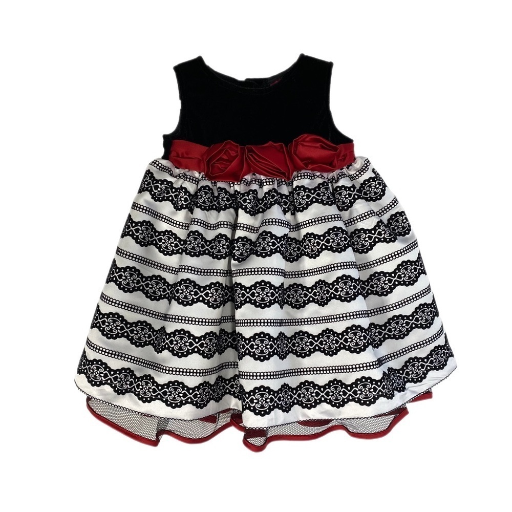 Penny M. Girl’s Sleeveless Velvet Bodice Rose Sash Party Dress